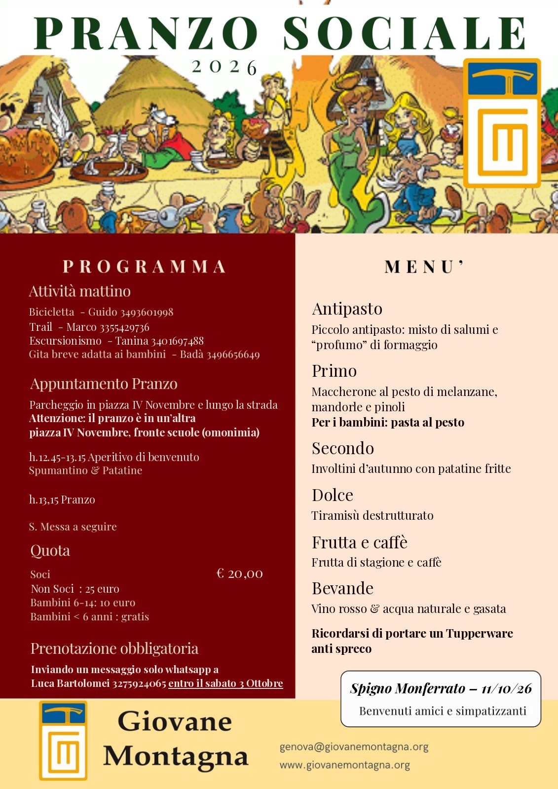 Locandina: Pranzo Sociale 2026